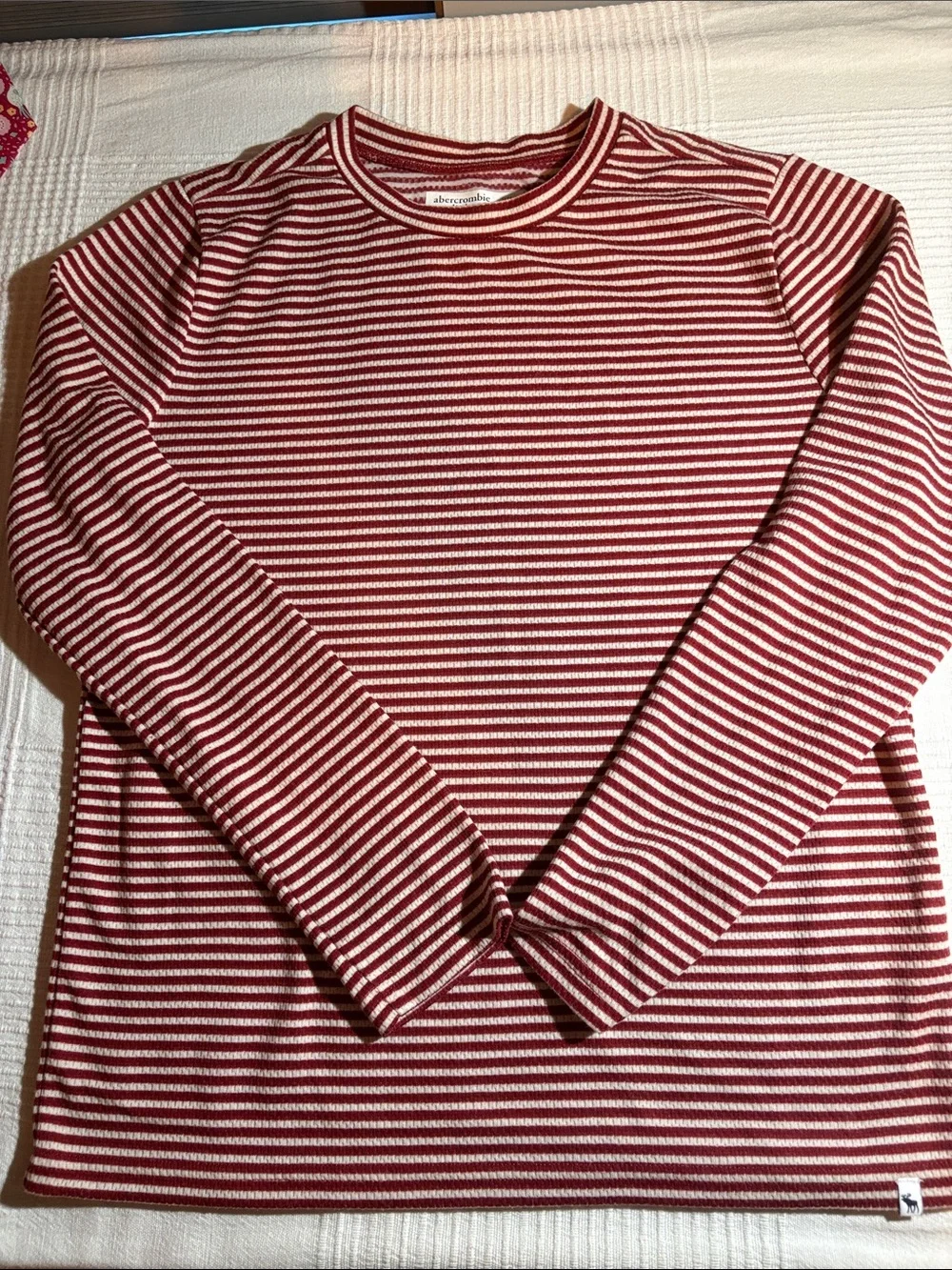 abercrombie kids Red & White Striped Long-Sleeve Top